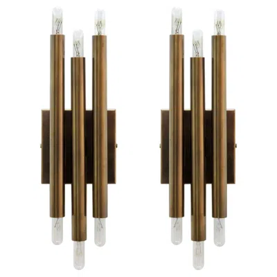 Pre-owned Gallery L7 Handcrafted Aged Brass Wall Lights 'trina' By  In Brown