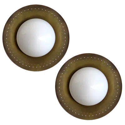 Pre-owned Gallery L7 Handcrafted Brass Wall Lights 'maine' By  In Brown
