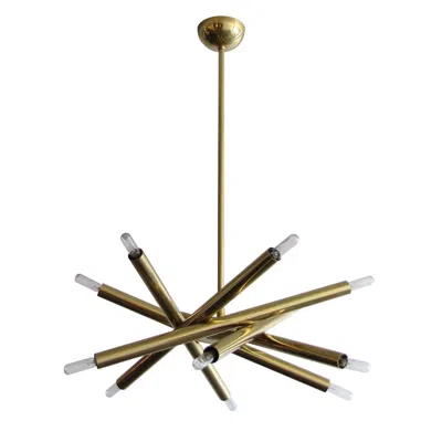 Pre-owned Gallery L7 Handcrafted Twelve Light Chandelier 'spiral-24' In Brass By  In Brown