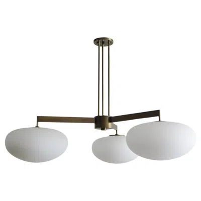 Pre-owned Gallery L7 Orbit-40 Chandelier By , In Brass & Opaline Glass In Transparent
