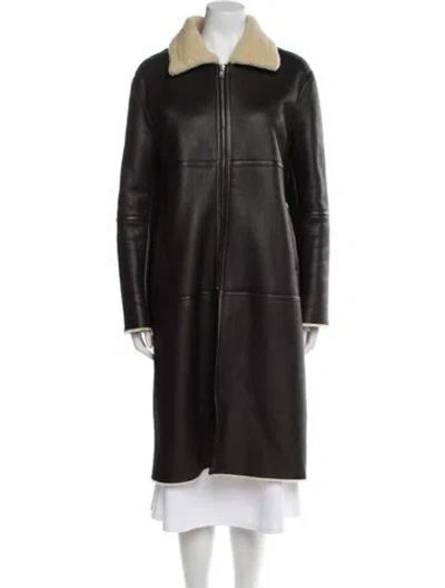 Pre-owned Gallery Lamb Leather Faux Fur Coat In Black