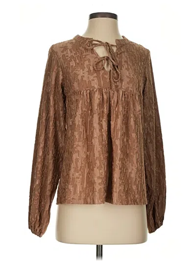 Gallery Long Sleeve Blouse In Brown