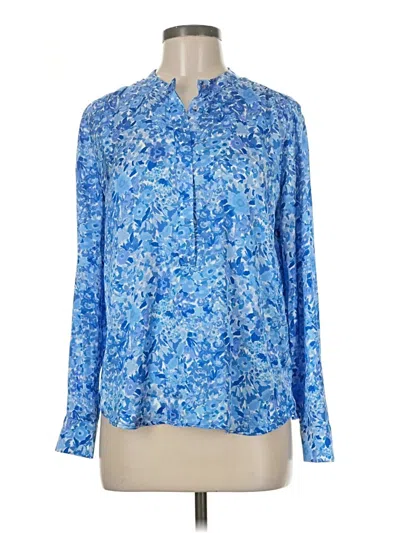 Pre-owned Gallery Long Sleeve Polo Shirt In Blue