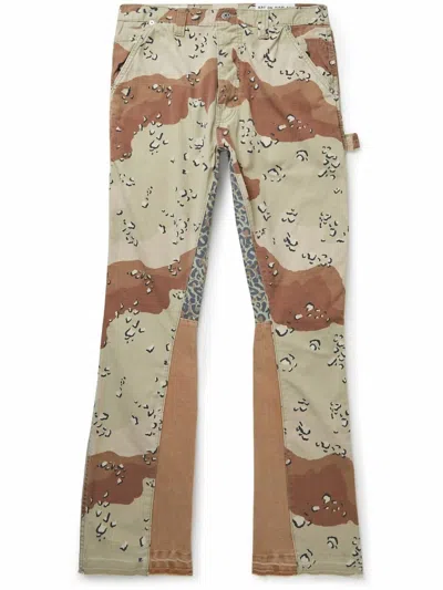 Gallery Men's Chocolate Chip Flare Camouflage Trousers In Brown