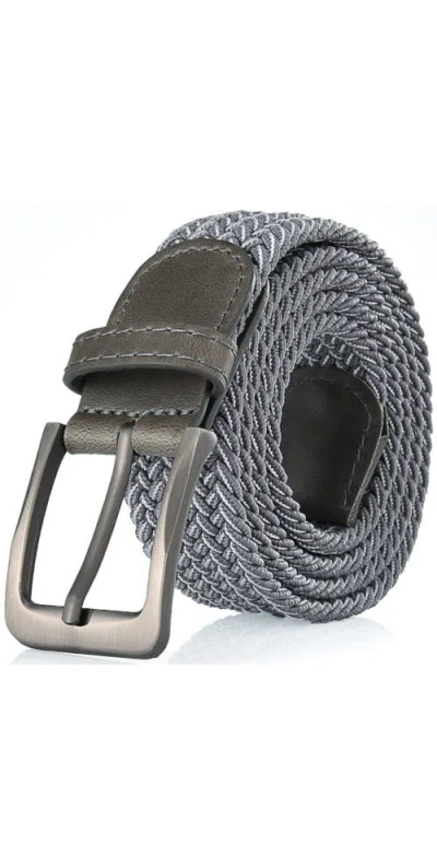 Gallery Seven Braided Stretch Belt In Light Gray