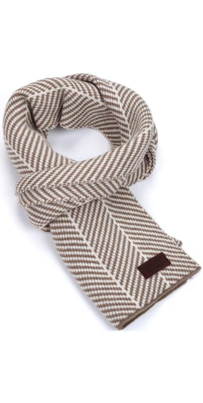 Gallery Seven Herringbone Soft Knit Scarf In Beige/off White