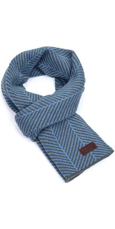 Gallery Seven Herringbone Soft Knit Scarf In Gray/blue
