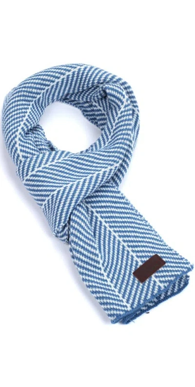 Gallery Seven Herringbone Soft Knit Scarf In Lt Blue/white