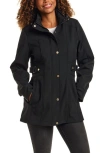 Gallery Softshell Water Resistant Hooded Jacket In Black
