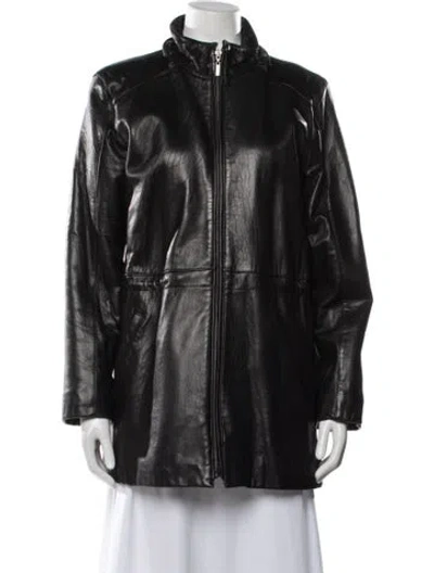 Pre-owned Gallery Vintage Leather Coat In Black