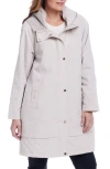 Gallery Water Resistant Hooded Rain Coat In Neutral