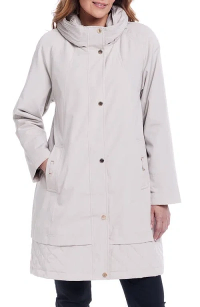 Gallery Water Resistant Hooded Rain Coat In Gray