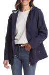 Gallery Water Resistant Hooded Raincoat In Navy