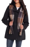 Gallery Water Resistant Insulated Stadium Coat With Removable Hood In Black