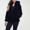 Gallery Womens Faux Fur Hooded Heavyweight Coat In Black