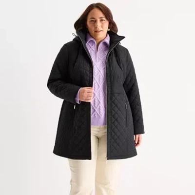 Gallery Womens Plus Hooded Midweight Quilted Jacket In Multi