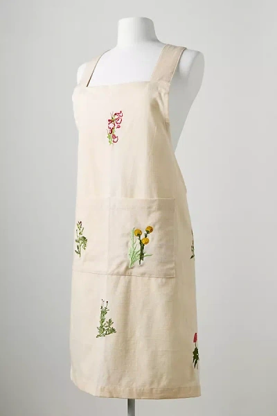 Galley & Fen Botanical Embroidered Apron In White
