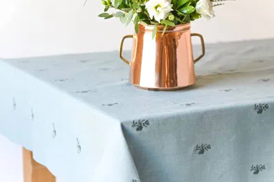Galley & Fen Fleur Embroidered Tablecloth In Blue