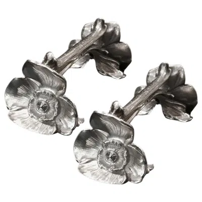 Pre-owned Gallia Art Nouveau Set Of 6 Knife Rests Poppy Flowers  Christofle Silver Plated