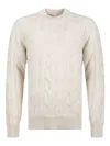 Gallia Cable-knit Crewneck Sweater In White