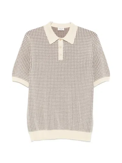 Gallia Check-pattern Short-sleeve Polo Shirt In Neutral