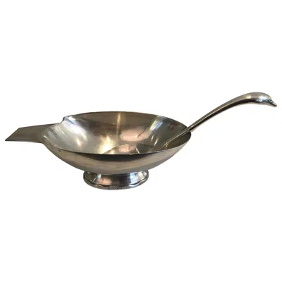 Pre-owned Gallia Christian Fjerdingstadt For , Silver Plated Swan Gravy Boat, French, Circ