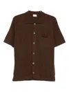 Gallia Farry Textured Cotton Shirt In Brown