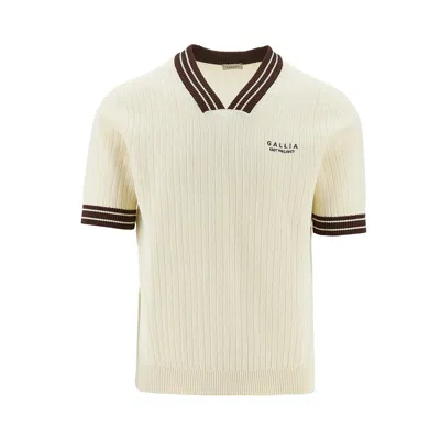 Gallia Knit Ribbed Cotton Short-sleeved Sweater In White