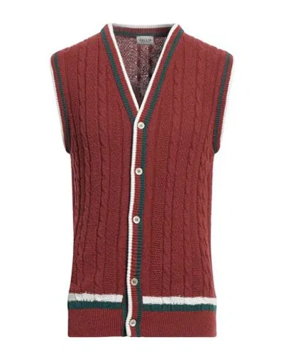 Gallia Man Cardigan Brown Size 44 Cotton, Polyamide