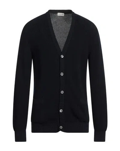 Gallia Man Cardigan Midnight Blue Size 44 Cotton In Black