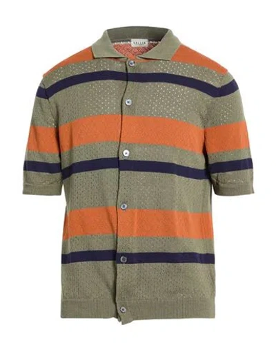 Gallia Man Cardigan Military Green Size 44 Linen, Cotton