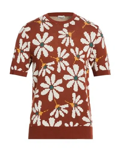 Gallia Man Sweater Brown Size 44 Cotton, Polyamide