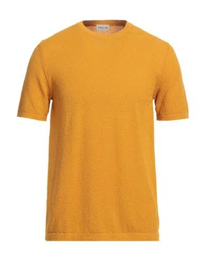 Gallia Man Sweater Mustard Size 36 Cotton, Polyamide In Yellow
