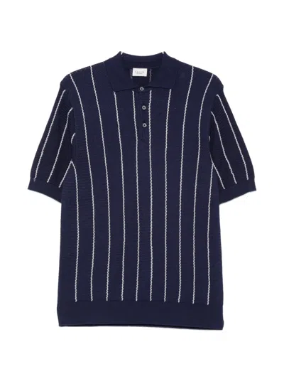 Gallia Striped Buttoned Polo Shirt In Blue