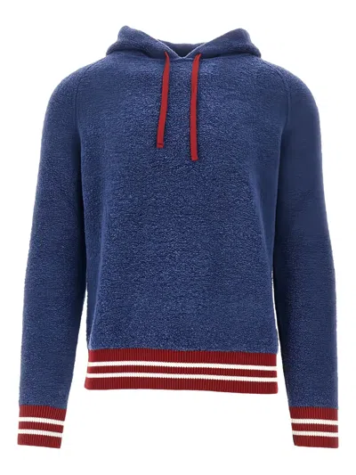 Gallia Striped Knitwear Hoodie In Blue