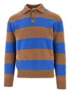 Gallia Striped Polo Sweater In Brown