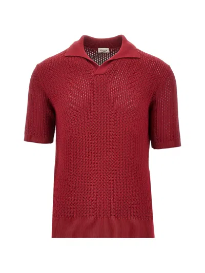 Gallia Textured Polo In Red