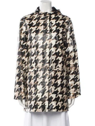 Pre-owned Galliano 2011 Houndstooth Print Faux Fur Coat In Neutral