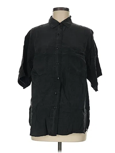Pre-owned Galliano 3/4 Sleeve Silk Top Black Collared Neckline Tops