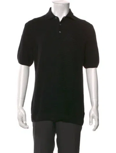 Pre-owned Galliano Collar Short Sleeve Polo Sweater In Black