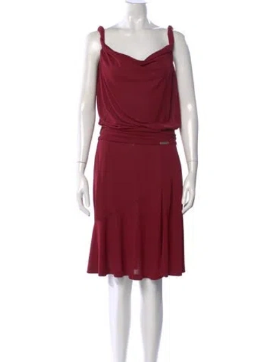 Pre-owned Galliano Cowl Neck Midi Length Dress In Burgundy