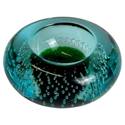 Pre-owned Galliano Ferro Murano Glass Bowl, Uranium Bullicante, Italy, 1960s In Blue