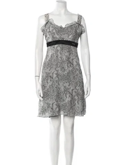 Pre-owned Galliano Floral Print Mini Dress In Grey