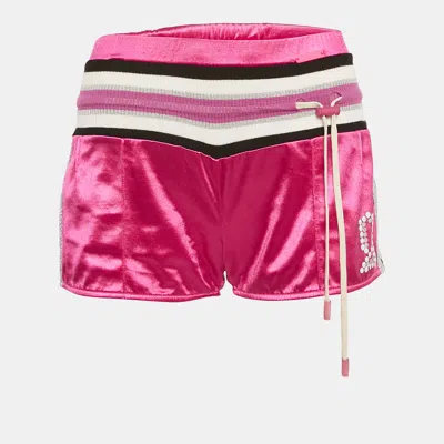 Pre-owned Galliano Fuchsia Pink Jersey Contrast Trimmed Shorts M