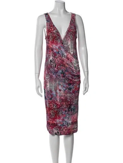 Pre-owned Galliano Graphic Print Knee-length Dress In Purple