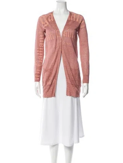 Pre-owned Galliano Linen V-neck Sweater In Pink