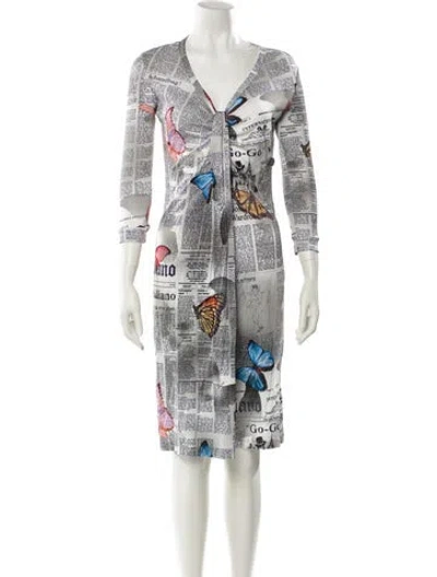 Pre-owned Galliano Printed Knee-length Dress In White