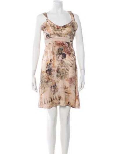 Pre-owned Galliano Printed Mini Dress In Neutral