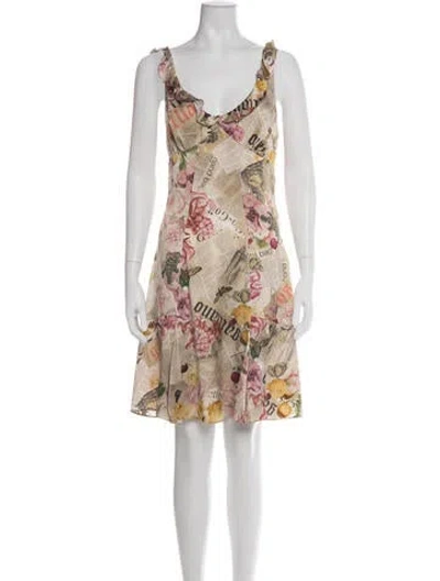 Pre-owned Galliano Silk Mini Dress In Neutral