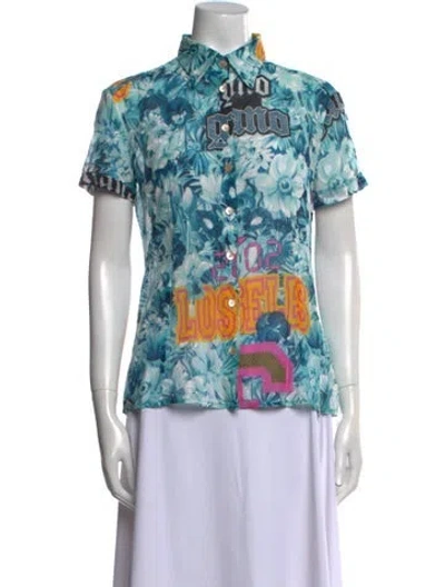 Pre-owned Galliano Vintage 2007 Button-up Top In Blue